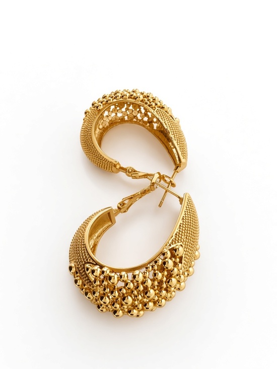 Jewelry - Gold Textured Hoop Earrings | Statement Fashion Jewelry | Latch Back